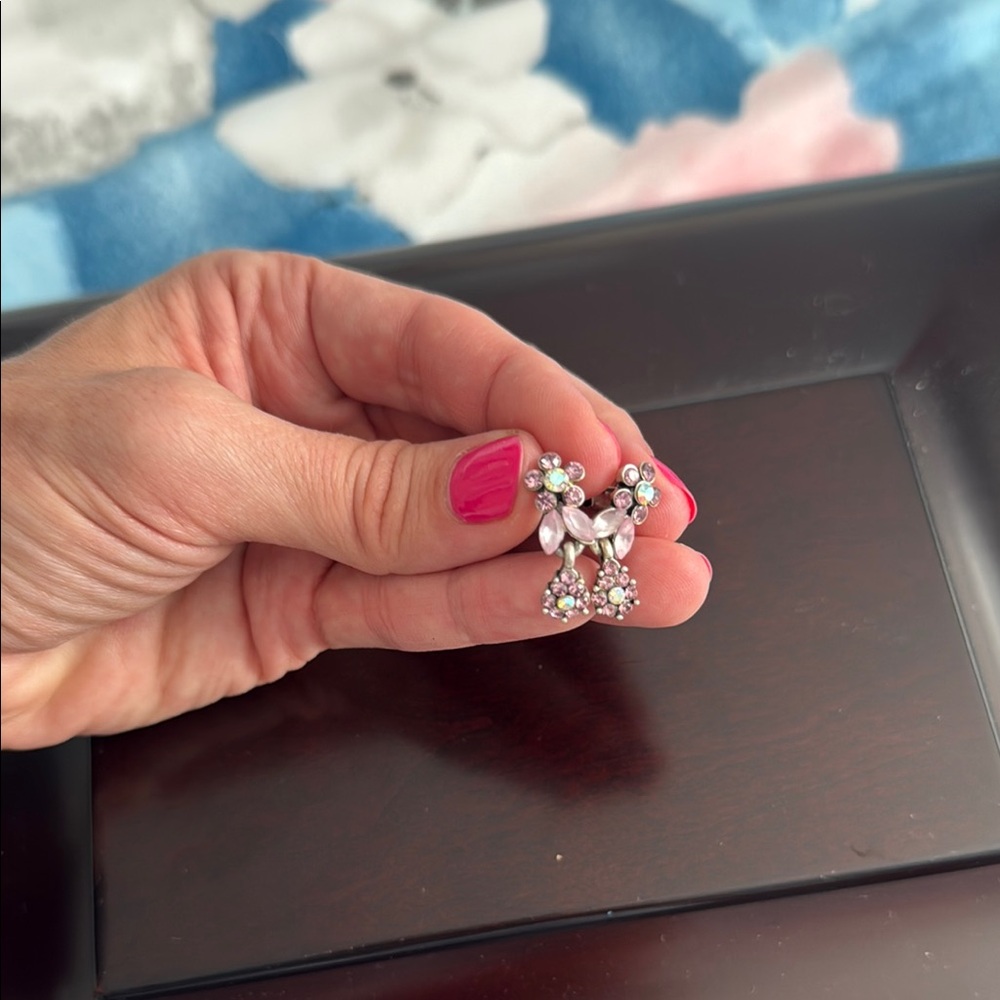 Elegant Pink and Silver Floral Earrings